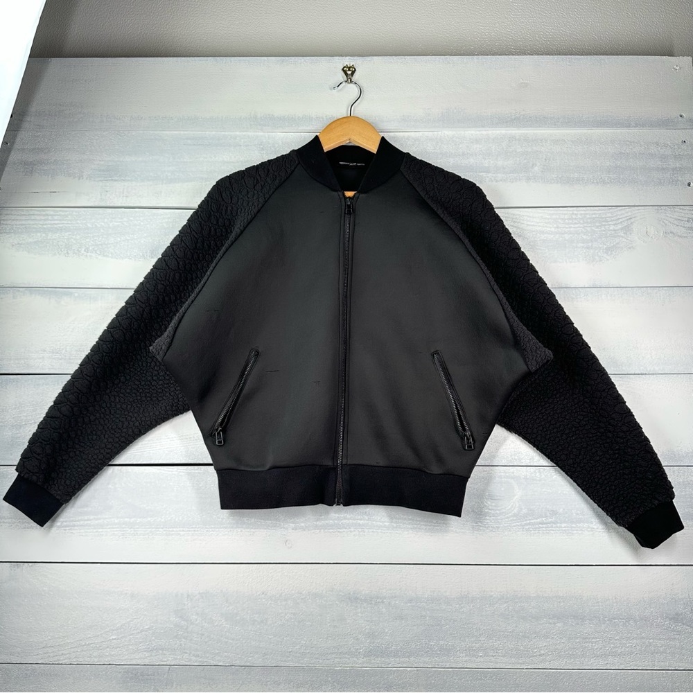 Michi Melano Croc Black Stretch Bomber Full Zip Jacket Women’s Size XS